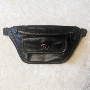 Coach black leather belt bag